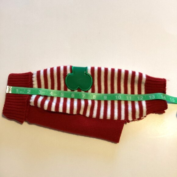 Christmas Red White Knit Dog Coat Turtleneck Small Dog Sweater Dog Bone Graphic - Picture 4 of 4